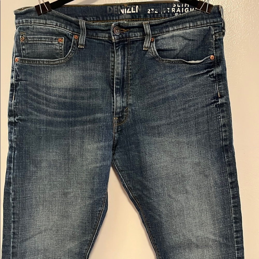 Denizen 232 Blue Jeans with Vintage Distressing